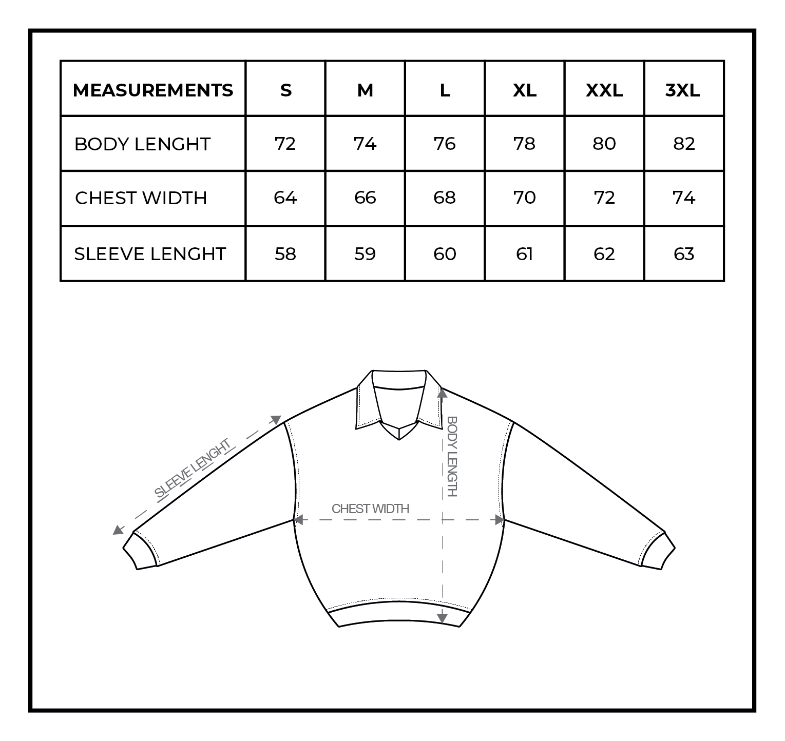 Größentabelle Crewneck